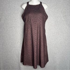 Patagonia Magnolia Spring Dress Brown Floral Print Dress Built in Bra Size Large